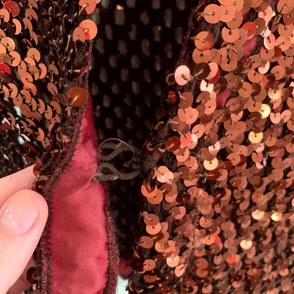 Vintage Copper Sequin Cardigan - Picture 3 of 5